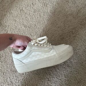 Cream Vans Hi Rise Sneakers